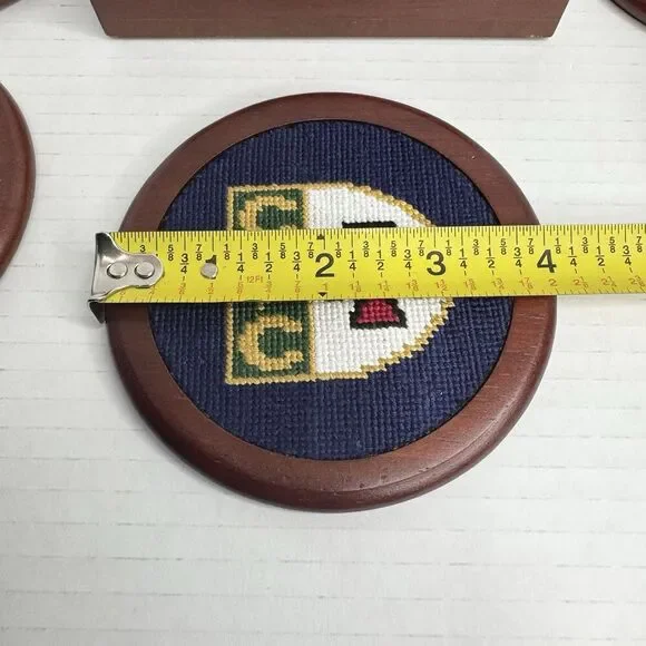 Smathers & Branson Hand-Stitched Needlepoint Coaster Set- CC Shield Crest Logo - Picture 6 of 11